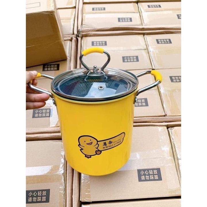 Nồi chiên ngập dầu mini vịt vàng đa năng Dùng được cho bếp ga, bếp từ, bếp hồng ngoại