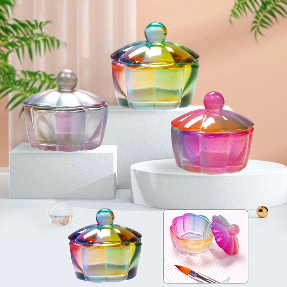 AROMA Đĩa Thủy Tinh Đựng Bột Làm Móng Nghệ Thuật Hình Cánh Hoa Màu Sắc Đẹp Mắt
