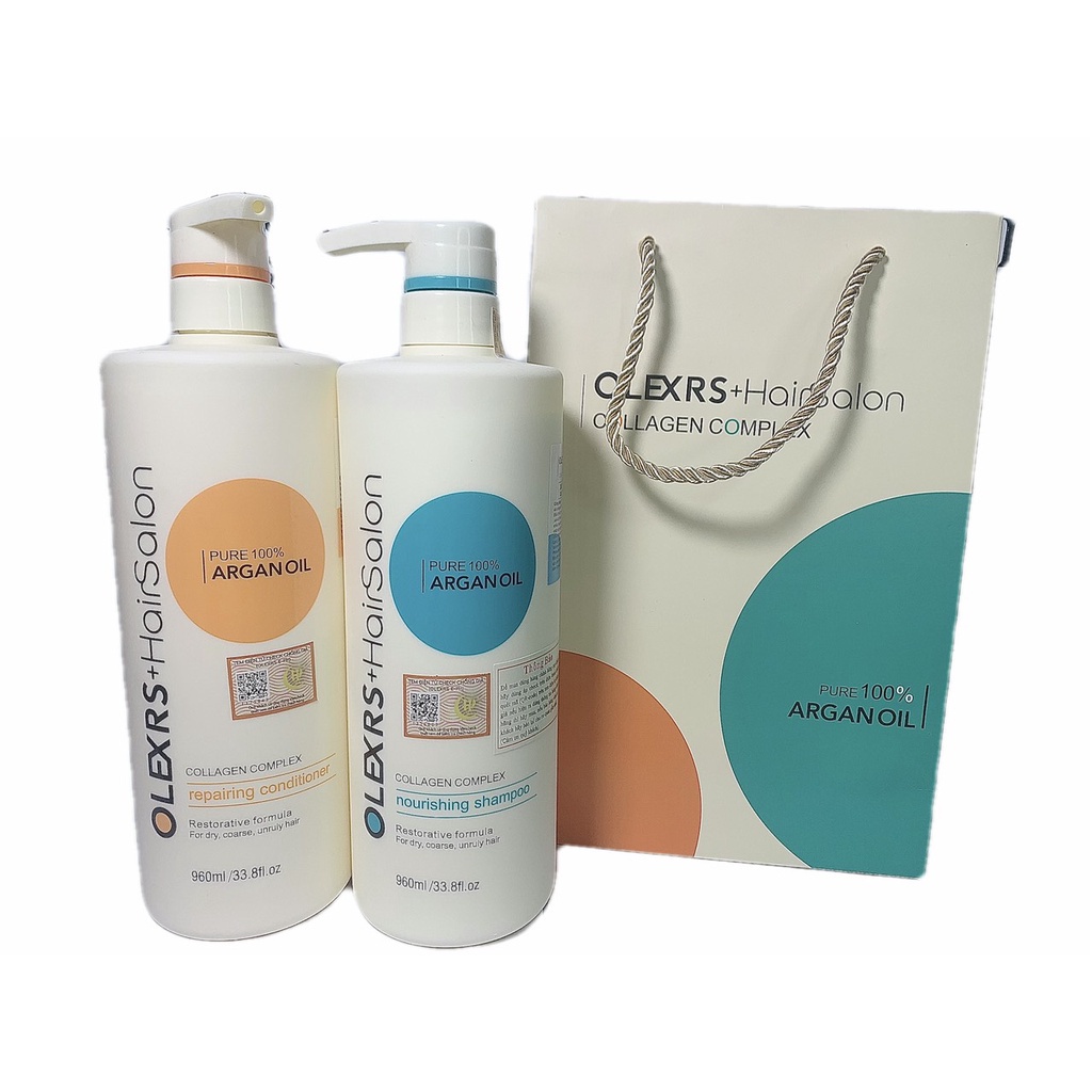 - Cặp Dầu gội Xả Olexrs Argan Oil Collagen Hair Salon Cao Cấp 960ml/1chai.