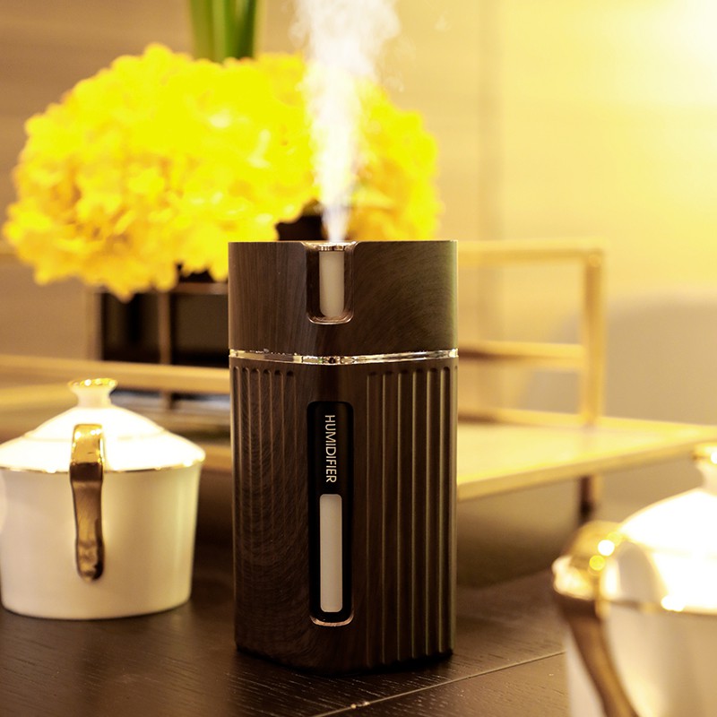 Siêu đẹp - Máy Phun Sương tạo ẩm, khuếch tán tinh dầu vân gỗ - cổng USB dùng cho ô tô,  phòng điều hòa...