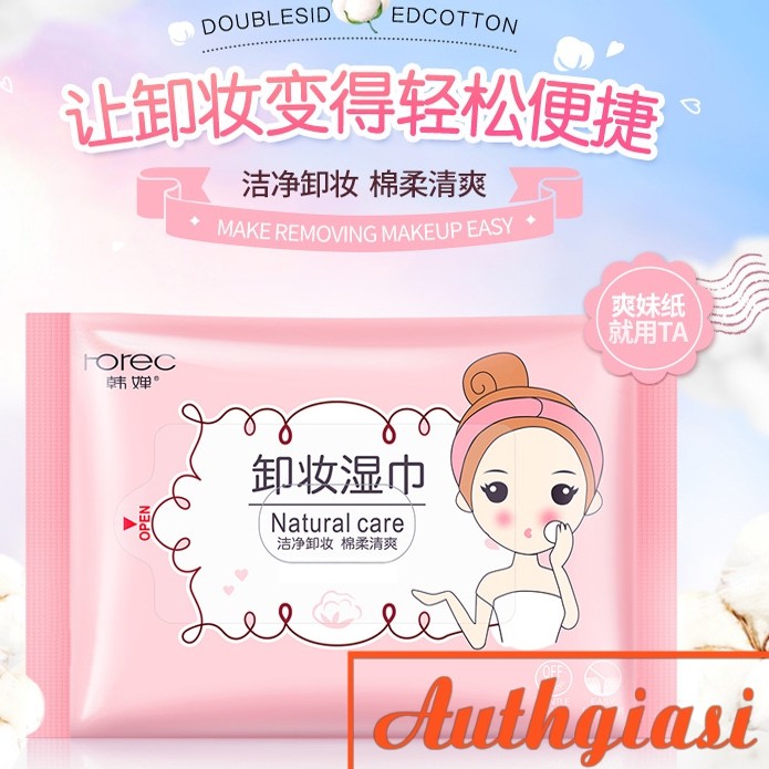 Khăn giấy tẩy trang Rorec Natural Care 25 tờ tiện dụng