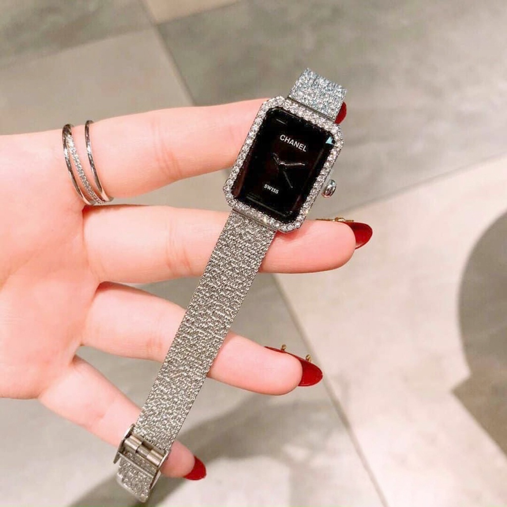 Đồng hồ nữ Chanel mặt vuông viền diman dây kim loại cao cấp - Bảo hành 12 tháng | BigBuy360 - bigbuy360.vn