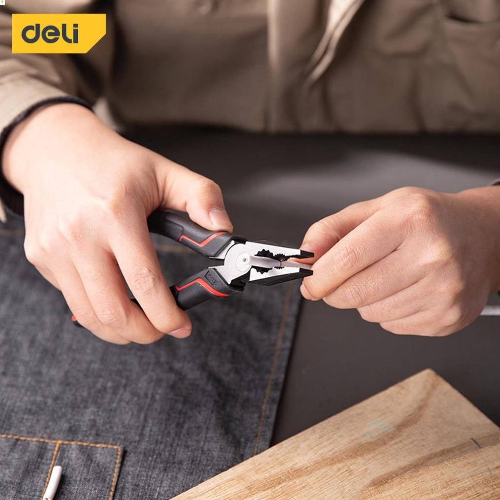 Kìm Đa Năng Deli Cao Cấp Kiểu Nhật - Chất Liệu Thép CR-V Chống Mòn, Gỉ - Thiết Kế Răng Cưa Tiện Dụng - DL100106 .