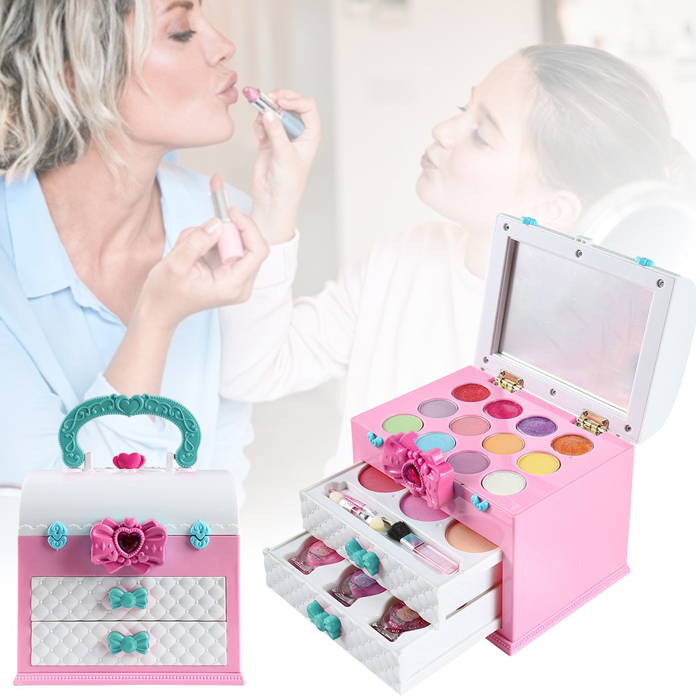 Non Toxic and Washable Kids Makeup set,Girl Pretend Play Makeup Set Cosmetic Kit Toy With Portable Box For Children Gifts,Makeup set for Kids Real