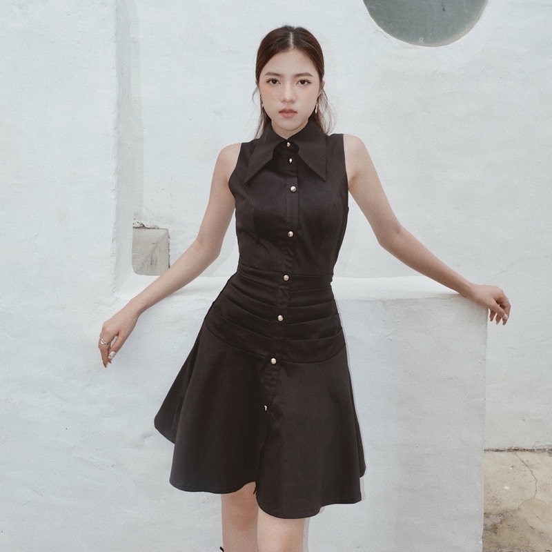 Đầm sơ mi LAMUSE dáng ngắn xếp li eo (Quinn Dress)