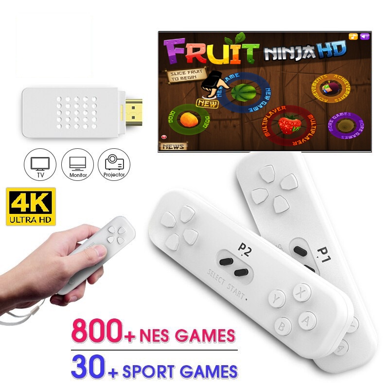 💥800 GAME CHƠI MÙA DỊCH💥 Máy Chơi Game 800 GAME NES + 30 Game Sport 4K điều khiển bằng thao tác tay Không Dây,CẮM HDMI