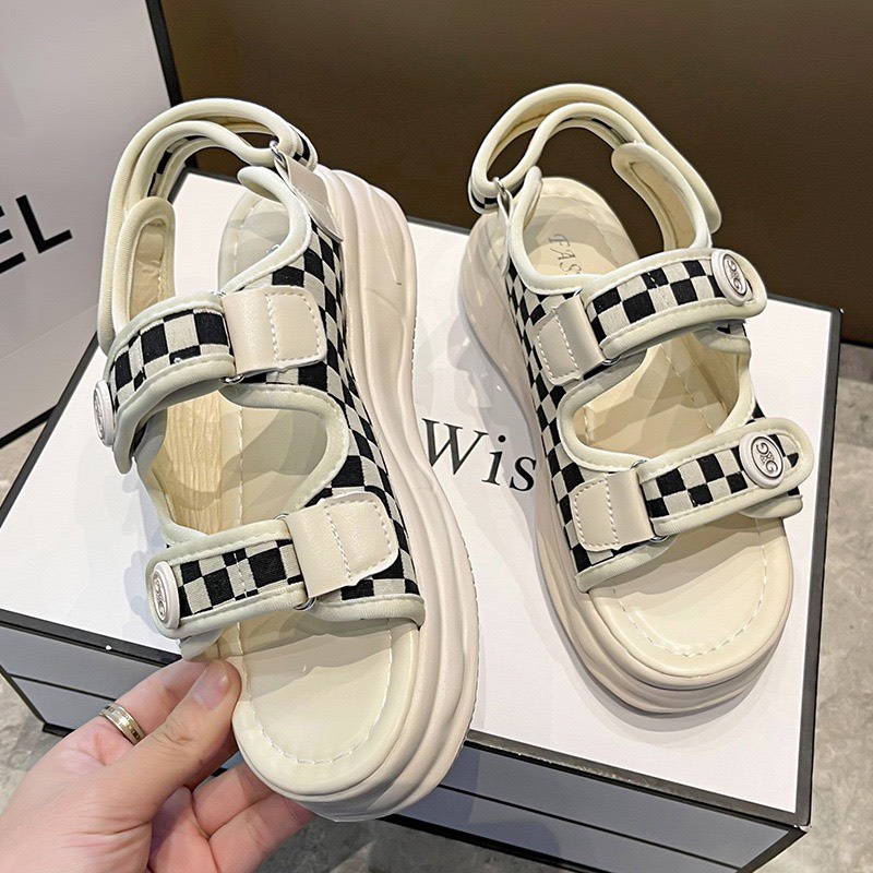 (LOẠI 1) Sandal nữ Kẻ caro đế 3cm siêu xinh
