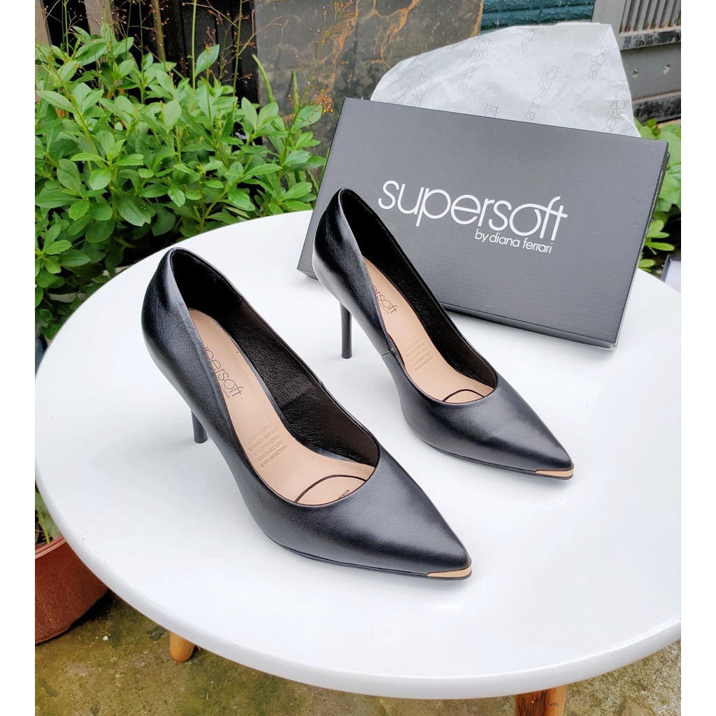 Giày SUPERSOFT mũi nhọn viền mạ, gót nhỏ