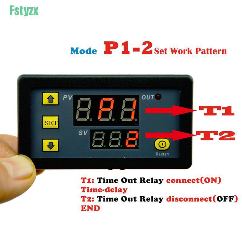 fstyzx DC 12V 20A Digital Display Time Delay Relay Timing Timer Cycling Module 0-999h