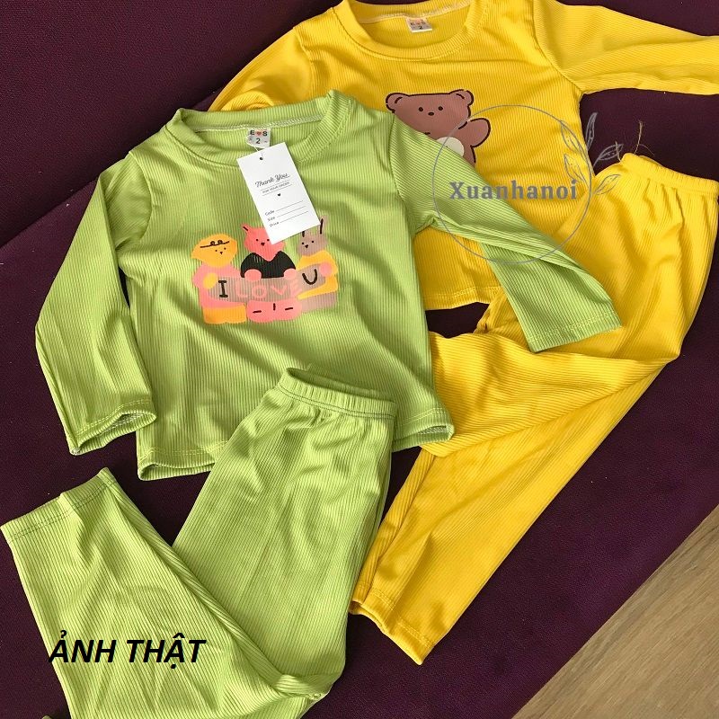 Bộ cotton gân tăm cho bé trai bé gái nhí XHN1038