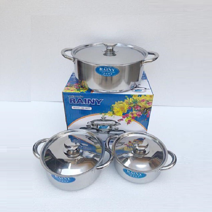 Bộ nồi inox nắp kính Rainy RN06K