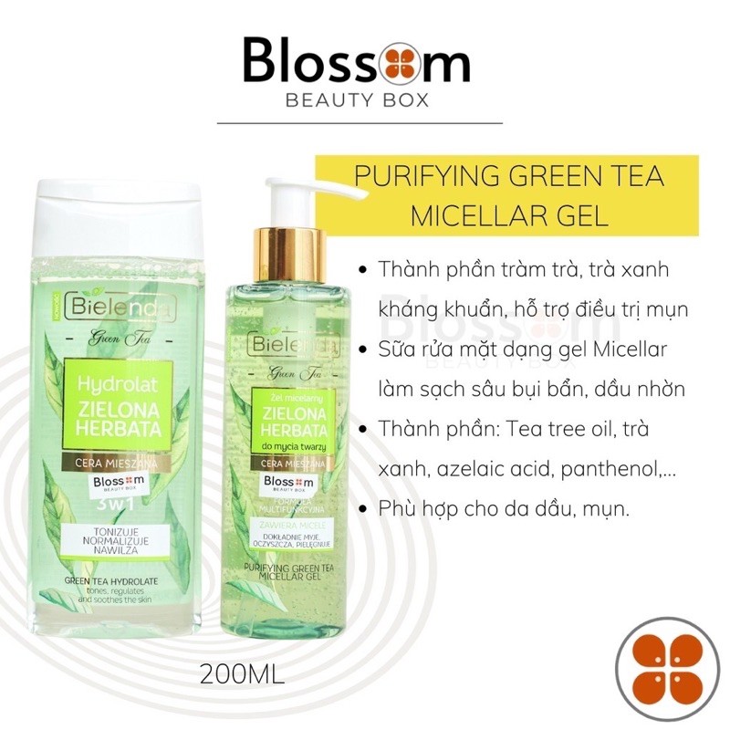 Toner Tea tree tràm trà + trà xanh Bielenda Green tea Hydrate