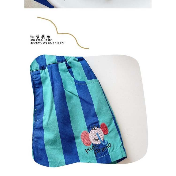 Bộ Đồ 2 Mảnh Áo Tay Ngắn Và Quần Ngắn Bằng Vải Cotton Nguyên Chất In Hình Voi Phong Cách Nhật Bản Thời Trang Mùa Hè Dành Cho Bé Trai Gái 2022
