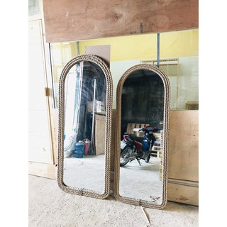Gương soi toàn thân viền gỗ quấn dây thừng - homevuive