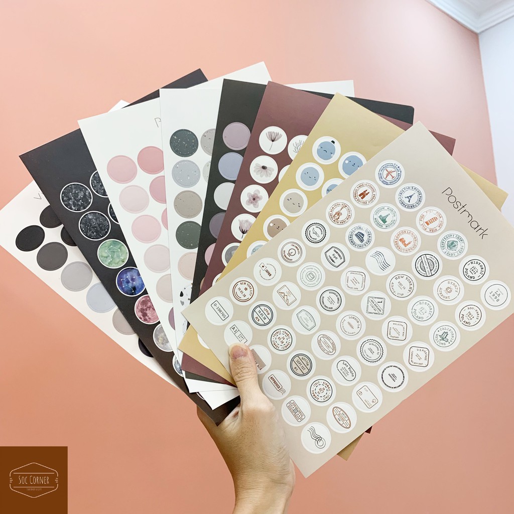 1 TỜ STICKER TRÒN MORANDI ROUND STICKER