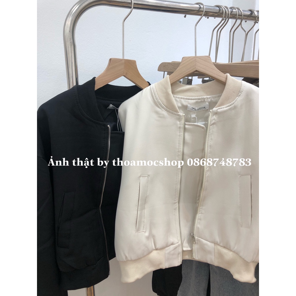 Áo Bomber kaki mặt nhung dáng croptop