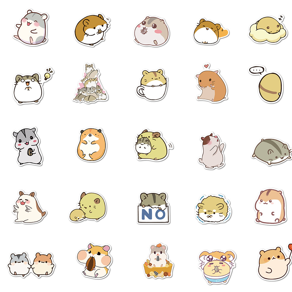 Set 50 Miếng Dán Chống Nước Hình Chuột Hamster Hoạt Hình Graffiti Trang Trí Laptop Hành Lý Tủ Lạnh Có Thể