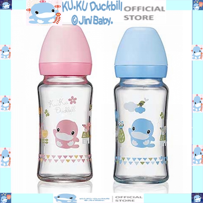 Bình sữa thủy tinh cổ rộng  240ml KU.KU DUCKBILL Ku5865