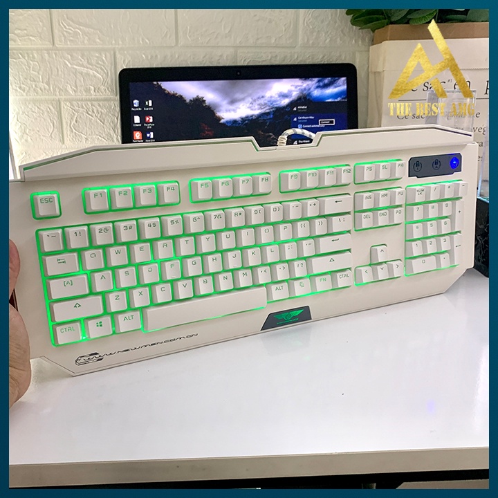 Bàn Phím Máy Tính Gaming Keycap Xuyên Led Đổi Màu Newmen GM100 Màu Trắng Giả Cơ Laptop Có Dây Keyboard Chơi Game