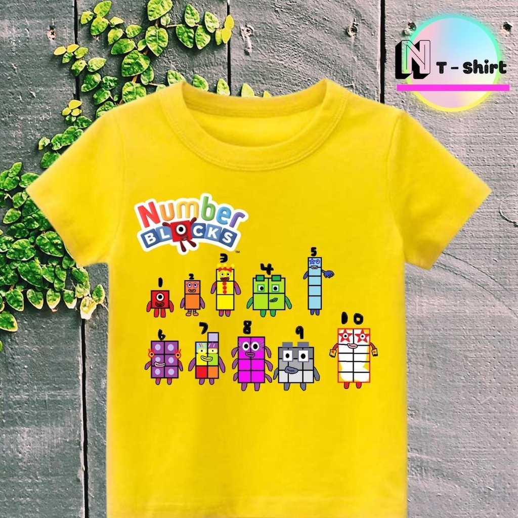 Áo thun cho bé trai và bé gái in hình hoạt hình Number Blocks dễ thương, chất liệu cotton mềm mịn thoáng mát NTShirt 03
