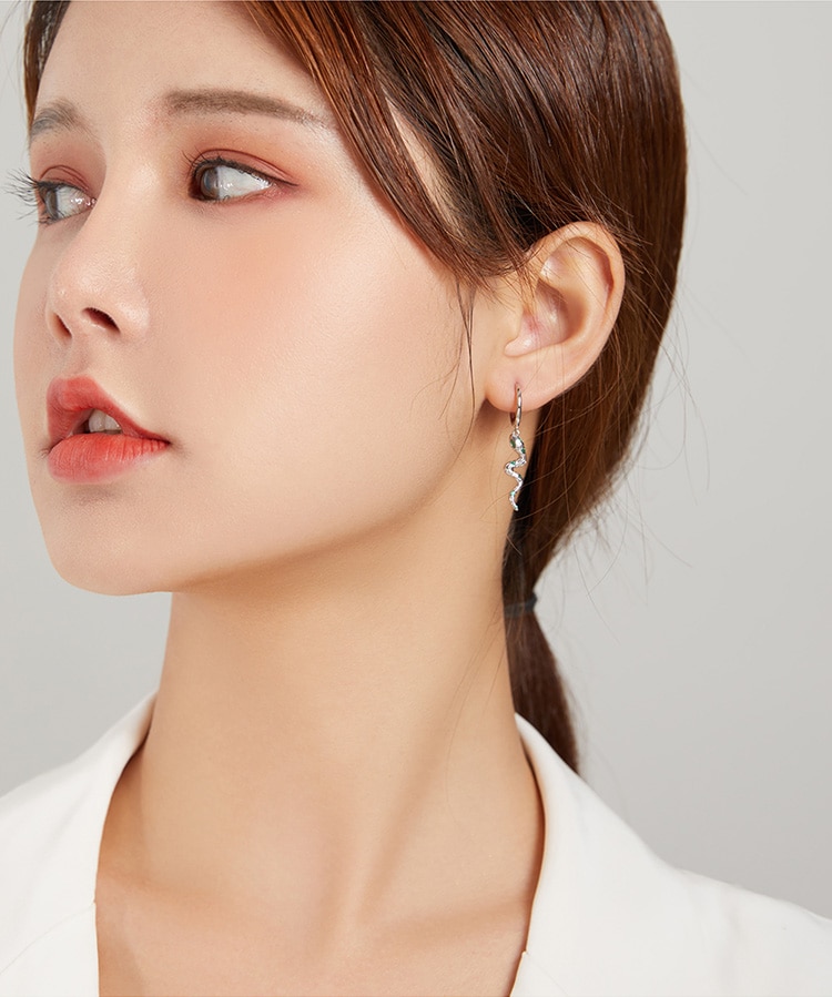 Đôi Bông Tai Bamoer SCE1006 Dành Cho Nữ Bằng Bạc 925 Đính Đá Xanh Lá CZ Kiểu Dáng Dài