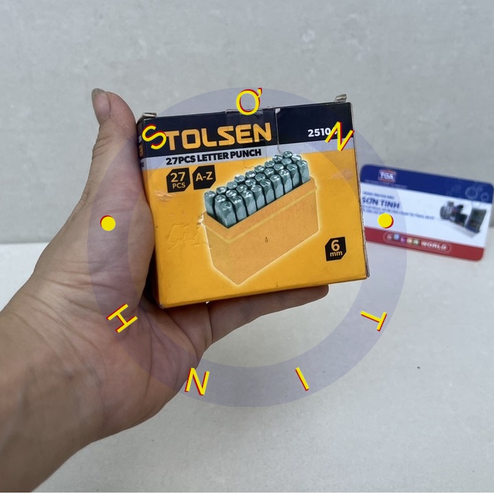 Bộ Đóng Chữ 27 Chữ 6mm Từ A Tới Z TOLSEN 25104, Bộ Dập Chữ Bình Hơi, Đột Chữ khung xe máy 6mm
