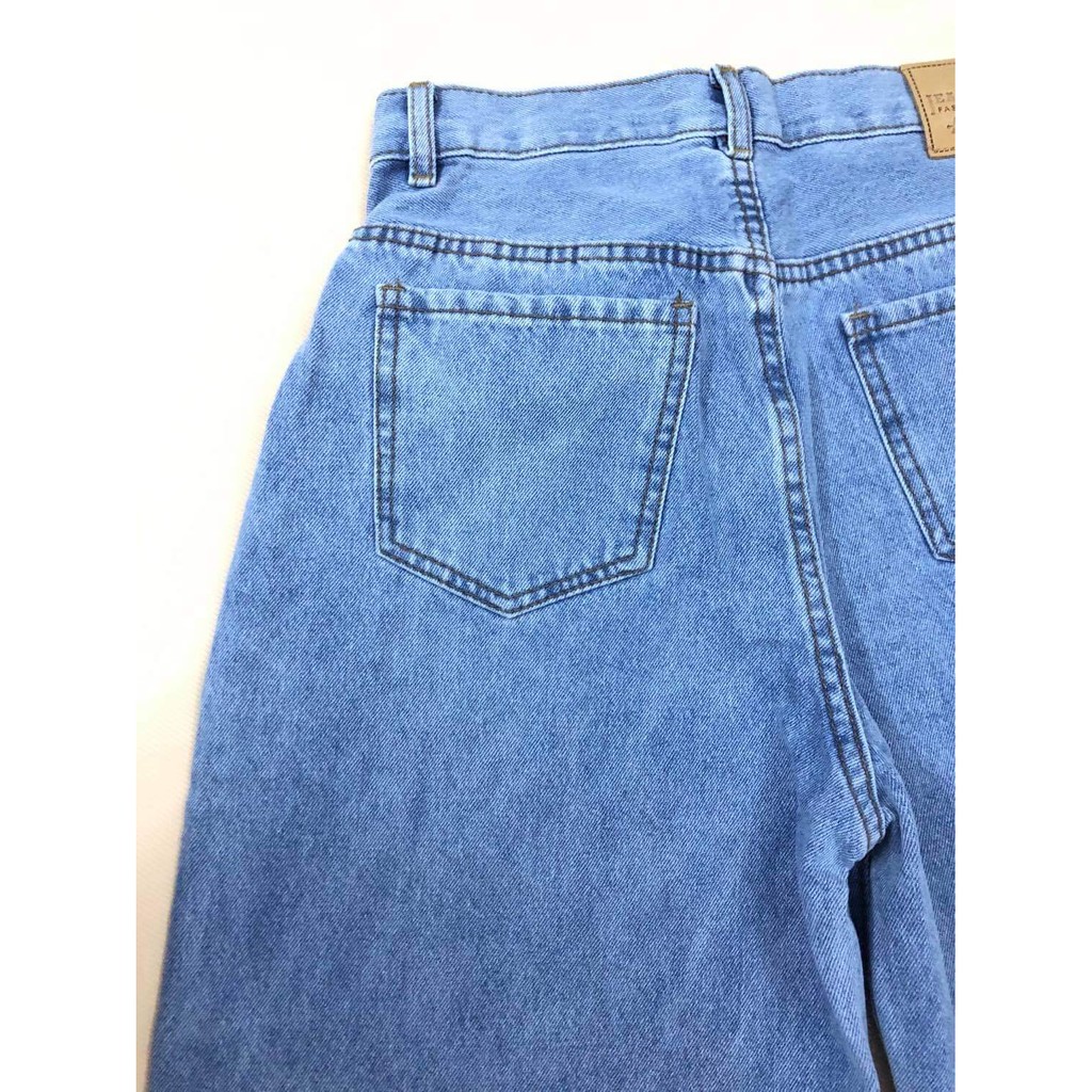 Quần Baggy Jean cho nữ ống rộng lật lai trái