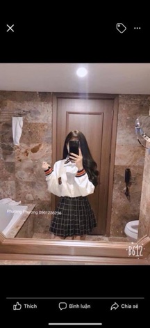 Set sơ mi hàn kèm chân váy dập ly { kèm video }