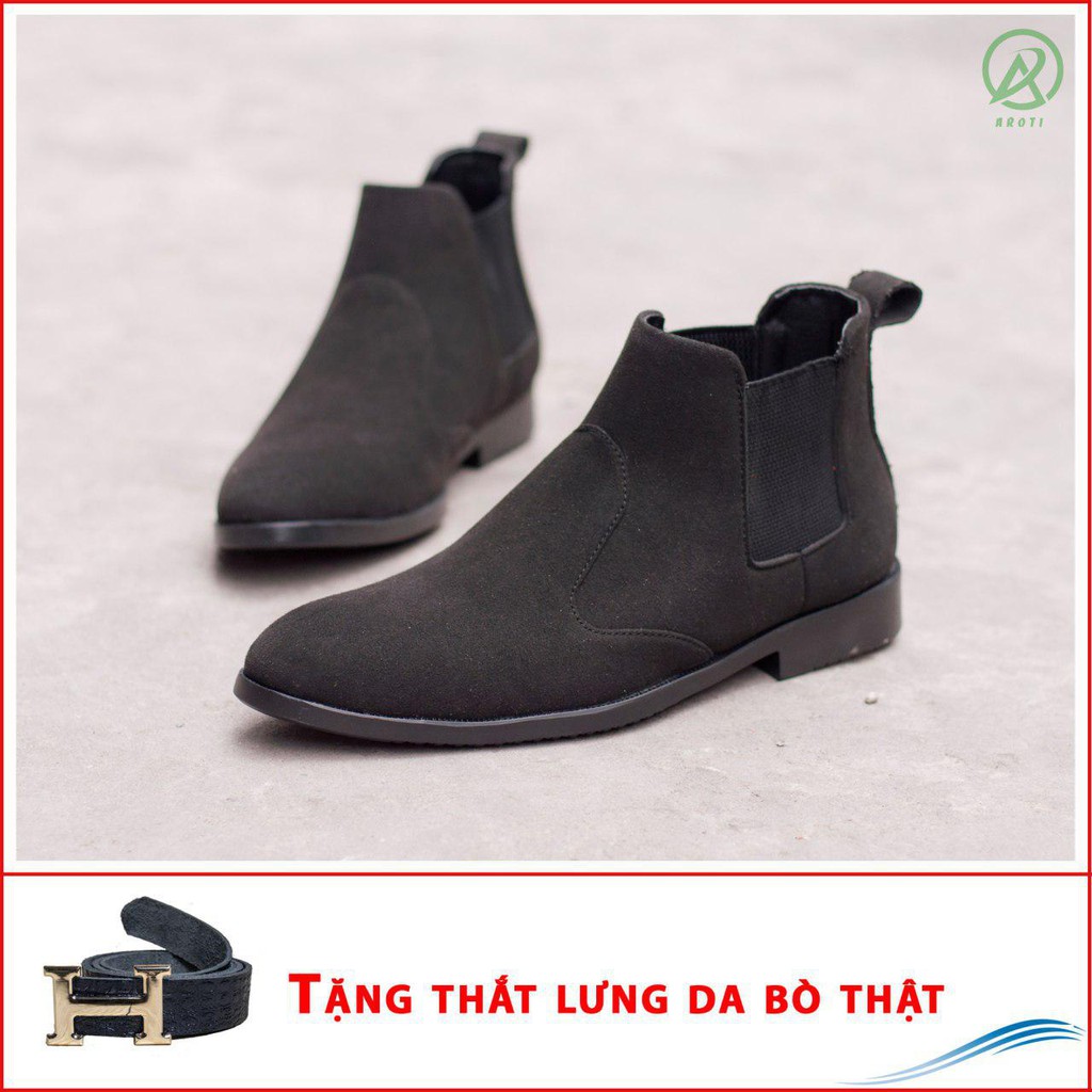 Giày Chealsea Boot Da Lộn Nam AROTI Cao Cổ Chất Đẹp Cao Cấp,Đế Khâu Siêu Bền, Tăng Chiều Cao 3cm  Đủ size  CB520-BUD(TL)