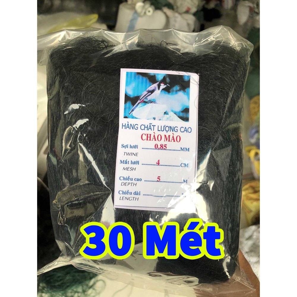 Lưới Bẫy Chim Thái Lan CHÀO MÀO, SẺ - Dài 30m Cao 5m Mắt 4cm - Đồ Câu Lồng Bát Quái Chài Lưới
