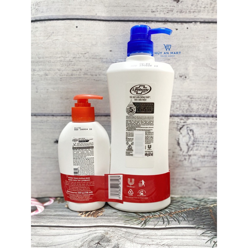 ⚡MUA 1 TẶNG 1⚡ Dầu gội Lifebuoy 640g tặng kèm chai nước rửa tay bảo vệ vượt trội 120g