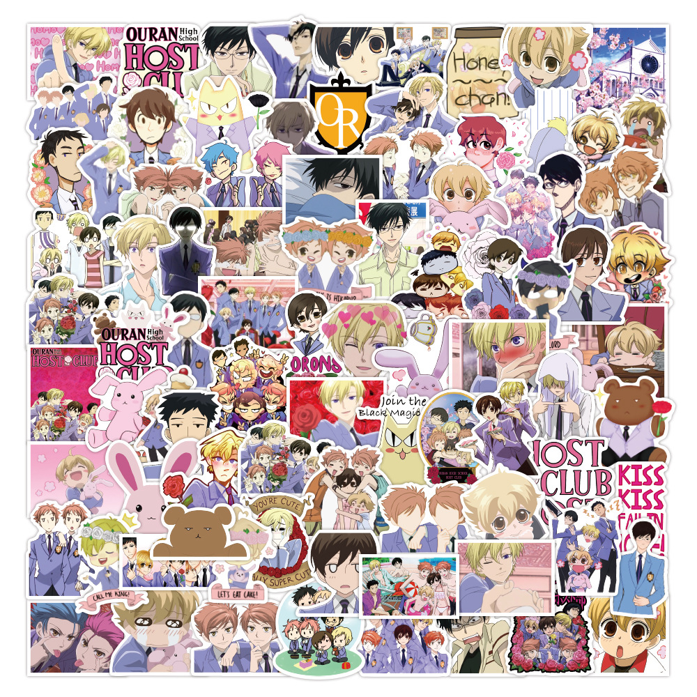 Y&P| Hình Dán Chống Nước Ouran High School Host Club Nhật Bản Anime Mũ Bảo Hiểm Máy Tính Xách Tay Hành Lý Dán Thiết Lập, 100 tờ