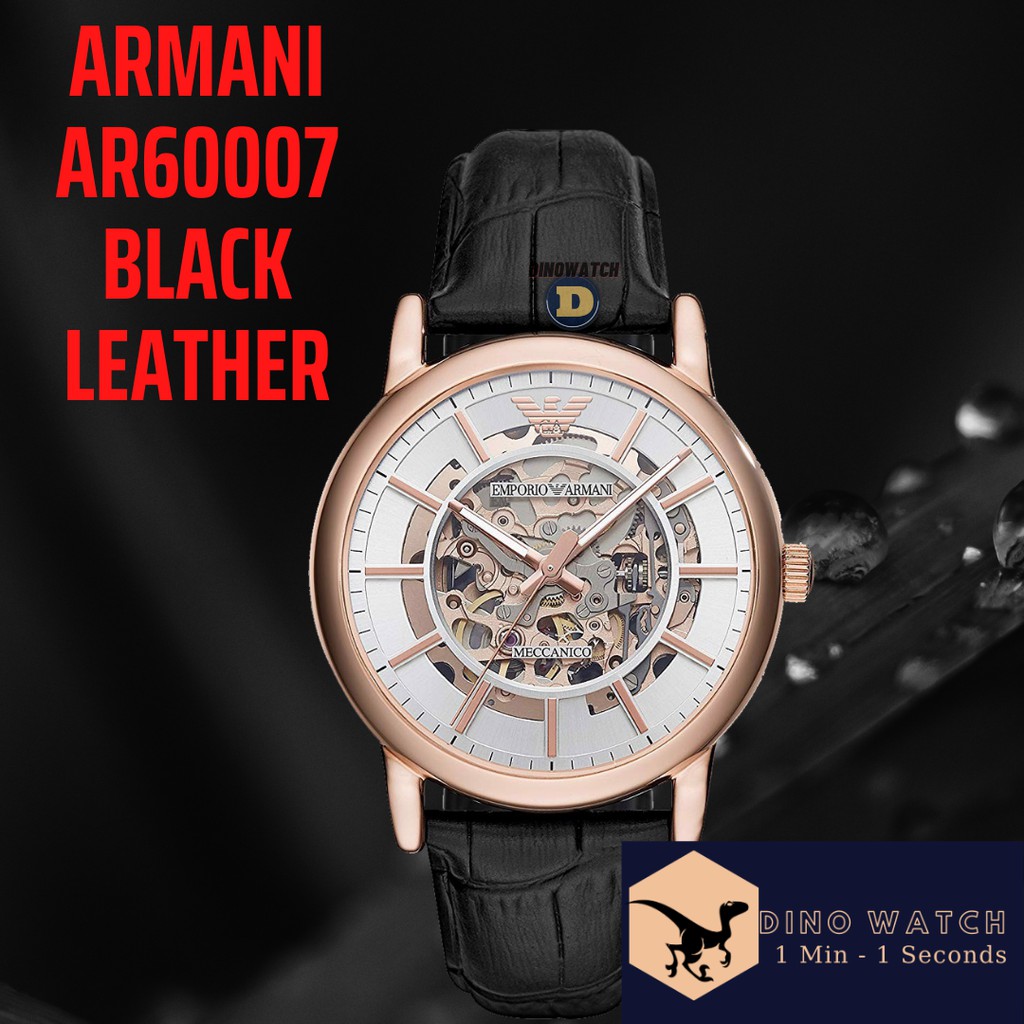 ĐỒNG HỒ NAM ARMANI AR60007 AUTOMATIC , DÂY DA, HỞ MẶT , SIZE 43MM , FULLBOX HÃNG