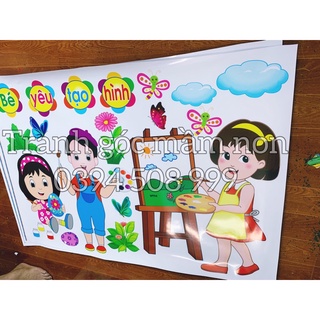 Tranh decal mầm non ( ảnh thật)-bé yêu tạo hình