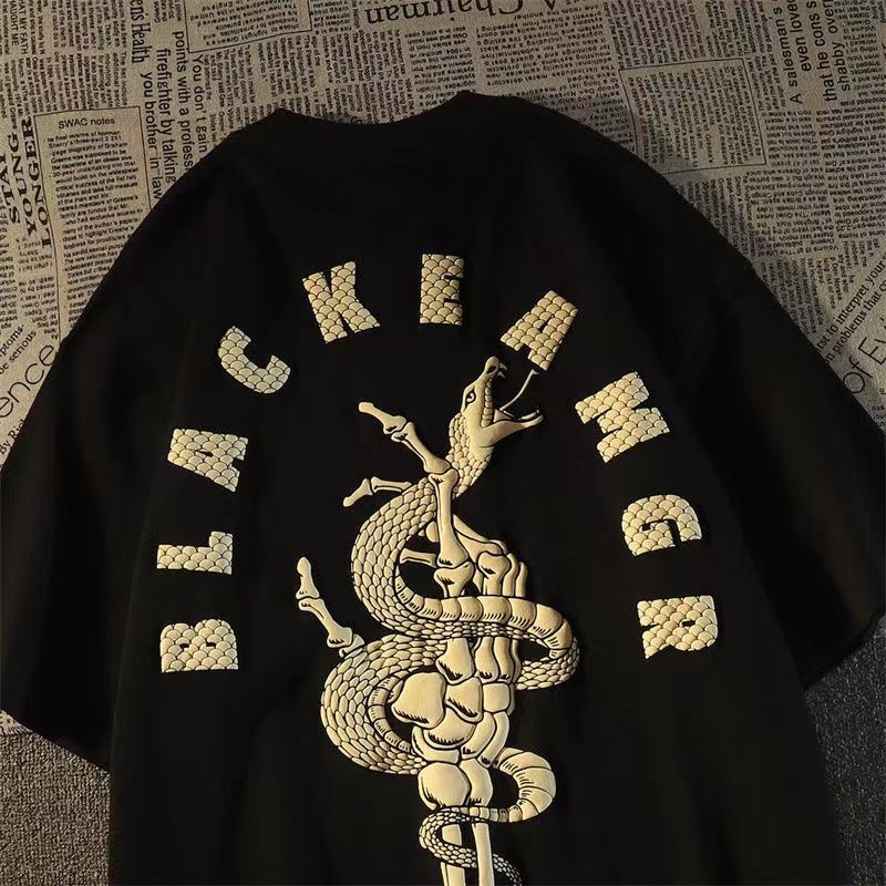 Áo Thun 100% Cotton Tay Ngắn Dáng Rộng Phong Cách Hip Hop Âu Mỹ Thời Trang Cho Nam