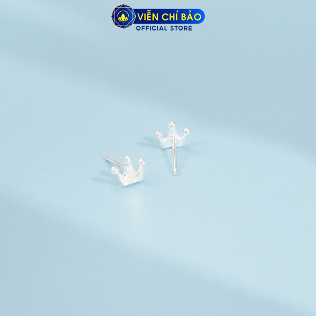 Bông tai vương miện chất liệu bạc 925 thời trang phụ kiện trang sức nữ thương hiệu Viễn Chí Bảo E075