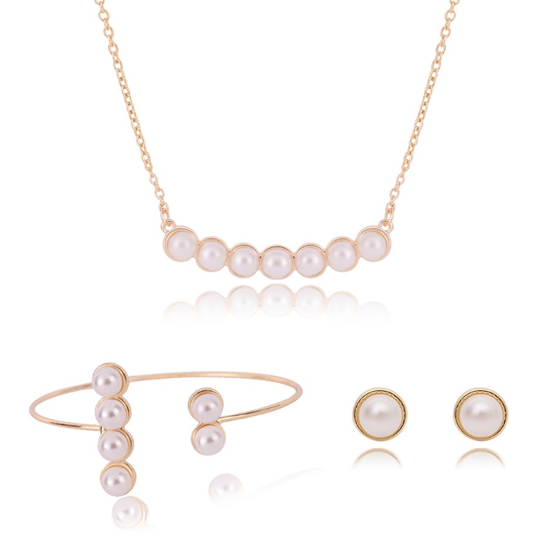 Bộ Trang Sức Đính Ngọc Trai Nhân Tạo Thời Trang Dành Cho Nữ