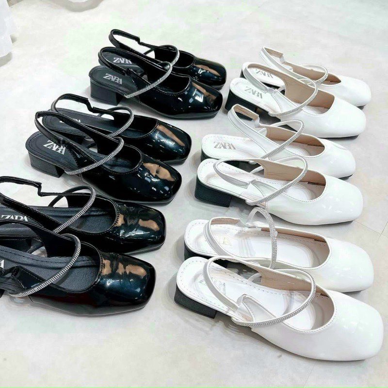 Sandal cao gót Zara da bóng, 1 quai đá 3p