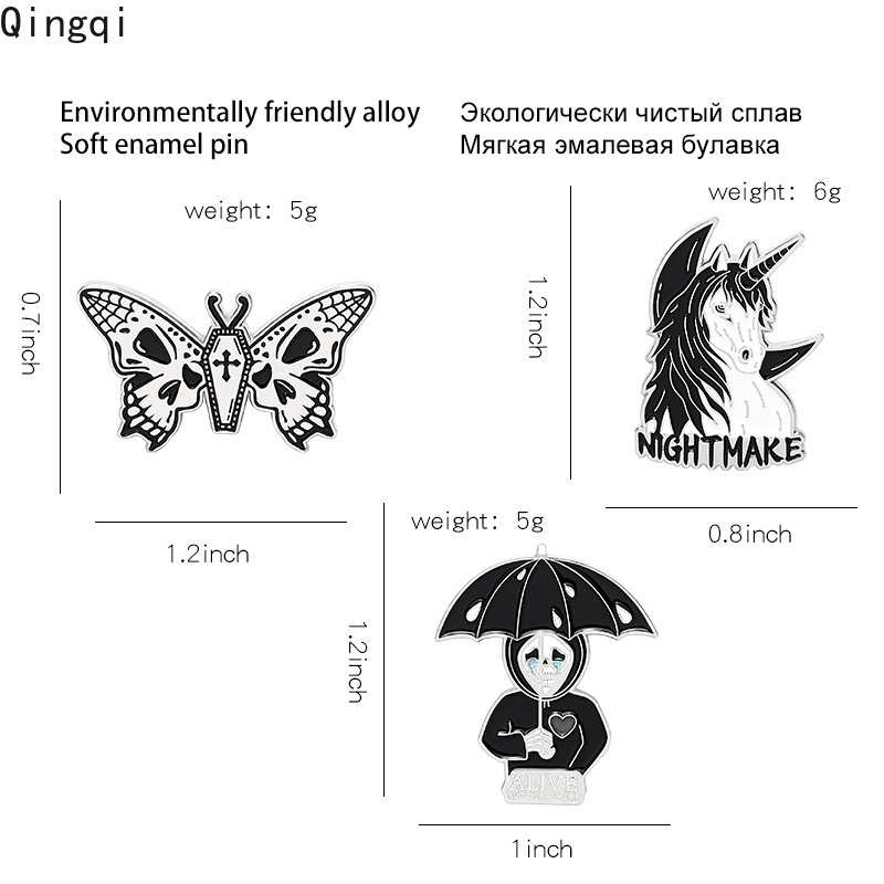 Ghim cài áo Miss Zoe kiểu hoạt hình phong cách gothic cá tính