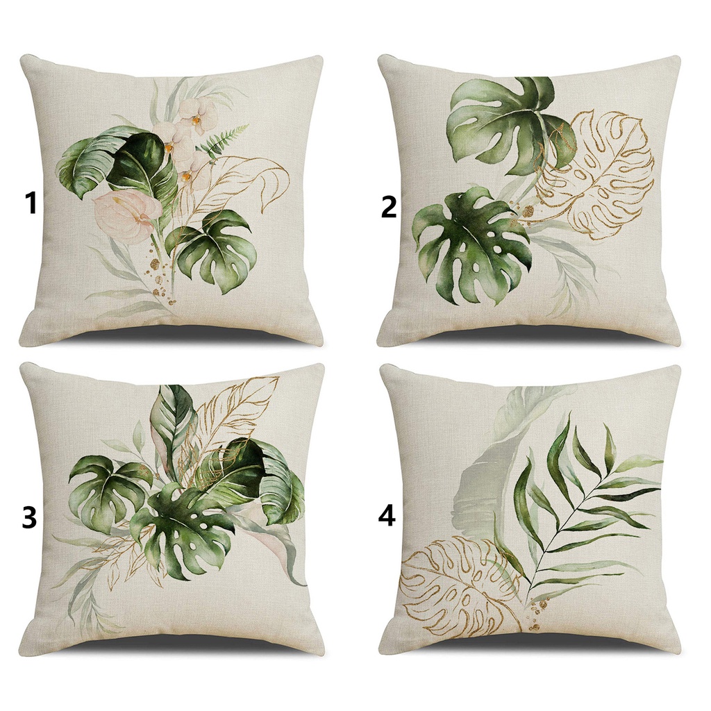Vỏ Gối Cotton Lanh Họa Tiết Cây Xanh 40×40 45×45 50×50 60×60