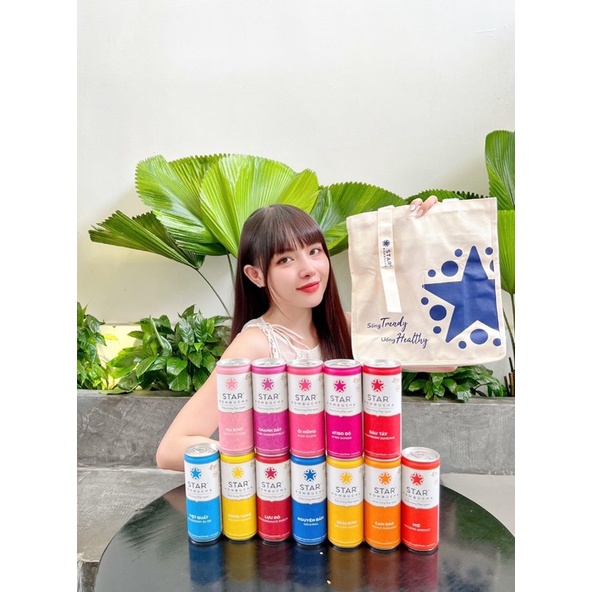 Thùng 12 lon trà STAR KOMBUCHA mix vị 250ml/lon - trà lên men tự nhiên tốt cho sức khoẻ