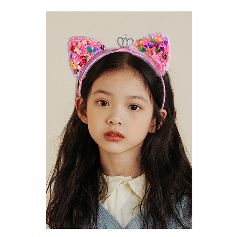 Băng Đô Tai Mèo Đính Kim Sa Lấp Lánh Nhiều Màu