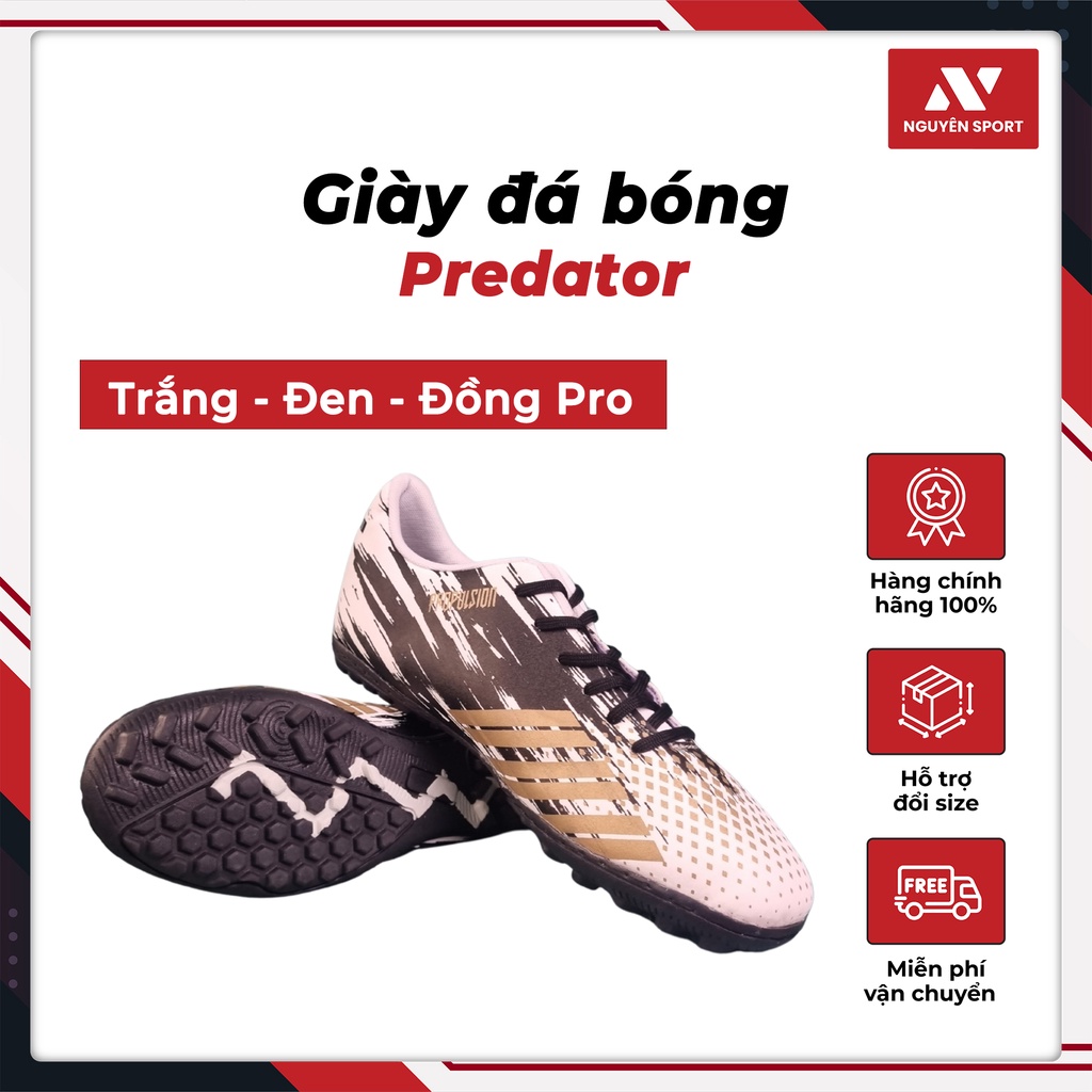 Giầy Đá Bóng Adidas Predator Năng Động, Thể Thao Màu Trắng Đen Đồng Pro - G020 Nguyên Sport