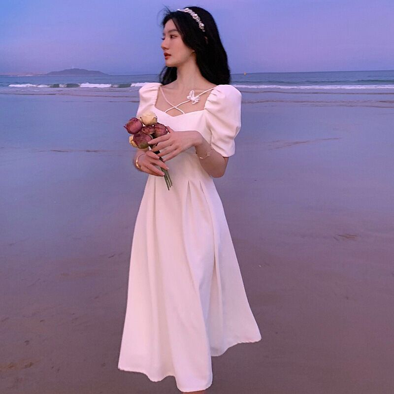 Đầm Cổ Vuông Tay Phồng Phong Cách Pháp Thời Trang Mùa Hè Hàng Mới 2022