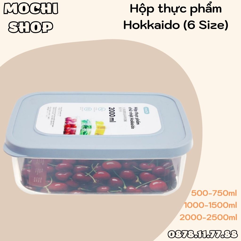 Hộp Thực Phẩm HOKKAIDO Inochi, DẠNG CHỮ NHẬT, Hộp Nhựa Bảo Quản Thức Ăn Ngăn Mát, Trữ Đông Tủ Lạnh