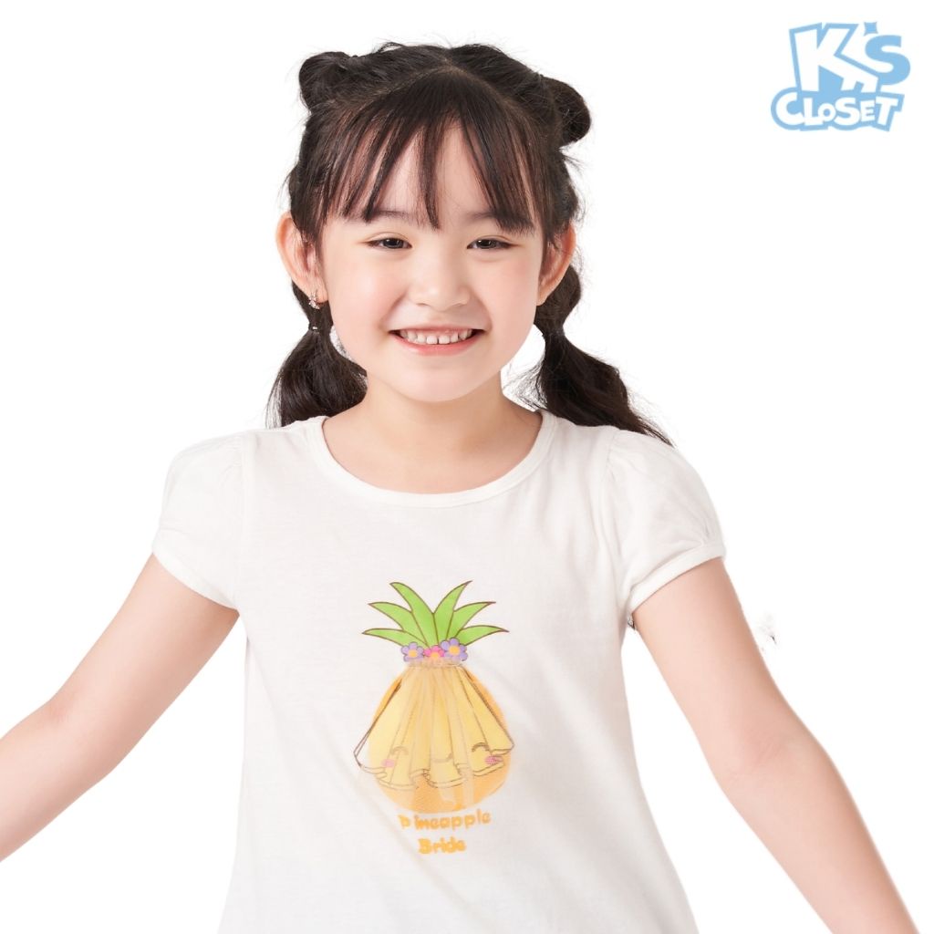 Áo cộc tay bé gái K'S CLOSET Pineapple Bride chất liệu Cotton thoáng mát K038ONS