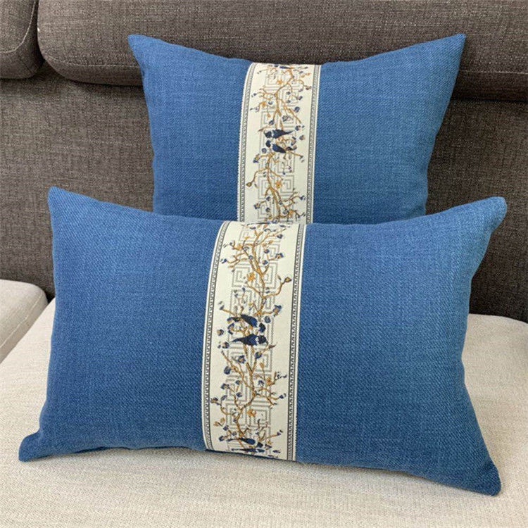 Gối Tựa Lưng Hình Chữ Nhật Bằng Vải Lanh Màu Trơn Phong Cách Retro Cho Ghế Sofa