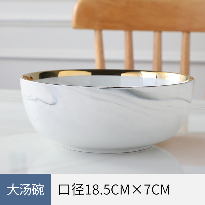 Bộ Bát Đĩa Vân Đá Viền Vàng Cao Cấp Phong Cách Sang Trọng  Quà Tặng Tân Gia Quà Sinh Nhật