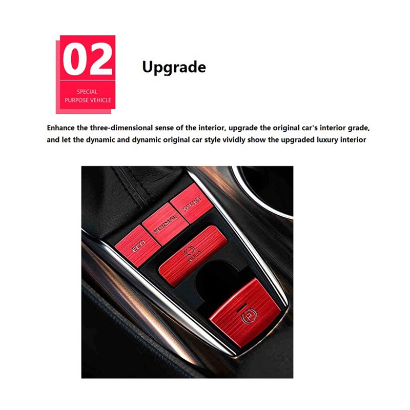 Set 5 Nút điều khiển màu đỏ trang trí cho nội thất xe ô tô