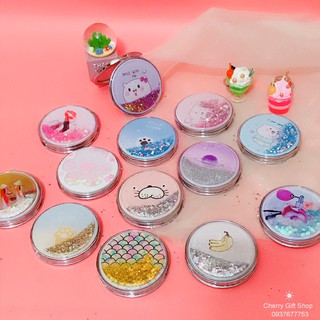 Gương Mini Kute Kiểu Hàn Quốc Gương Kim Tuyến 2 Mặt